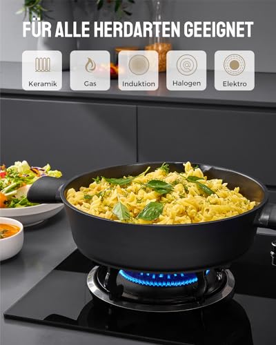 Foto von Fadware Schmorpfanne 28 cm mit hohem Rand & Deckel, Servierpfanne 3,8 L
