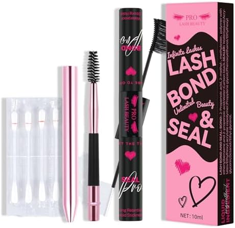 Cluster Lash Glue & Seal Waterproof for DIY Eyelash Extensions Strong Hold (5ml+5ml, Black Bond & Clear Seal)
