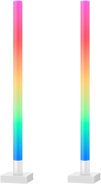 مصباح أرضي زيمتي RGB، إضاءة محيطة حديثة ذكية مع مزامنة الموسيقى و16 مليون لون، مصابيح أرضية للتحكم عن بعد والتطبيقات لغرفة المعيشة وغرفة الألعاب وغرف النوم، عبوة من قطعتين