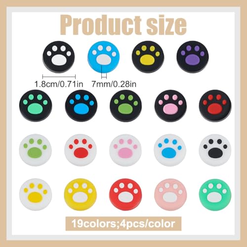 PLIGREAT 76 Capuchon de Pouce Mignon en Forme de Patte Capuchon de Remplacement en Silicone Souple pour Joystick Motif Patte de Chien et Chat Coloré Compatible avec Switch OLED Lite Manette Joy Con – vue 3