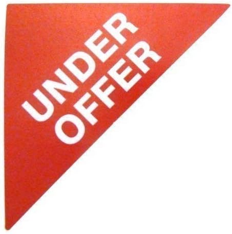 Property Sales Labels , Text: UNDER OFFER , Red , Large Triangle , Estate & Letting Agent Self-Adhesive Stickers