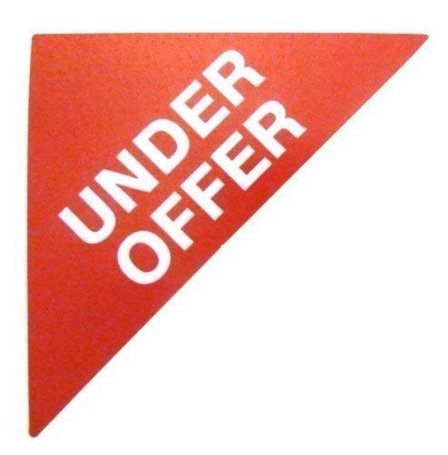 Property Sales Labels, Text: Under Offer, Red, Large Triangle, Estate & Letting Agent Self-Adhesive Stickers