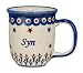 Polish Boleslawiec Pottery 12oz Mug - Word SYN on one side, SON on the other