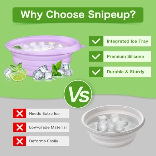 Image of PARON Collapsible Silicone Ice Facial Bowl with Ice Tray | BPA-Free Ice Face Bath for Skin Care, Pore Tightening & Face Washing Bowl | Reusable Beauty Tool | Purple
