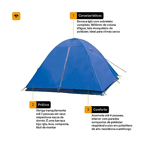 NAUTIKA, Barraca portátil para acampamento leve Modelo Fox com capacidade para 2 pessoas. Coluna d’á