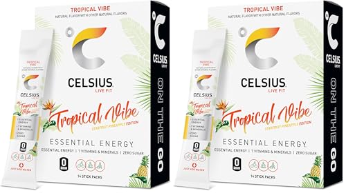 Image of CELSIUS On The Go TROPICAL VIBE,Sugar Free Energy Drink Mix,(Pack of 28)