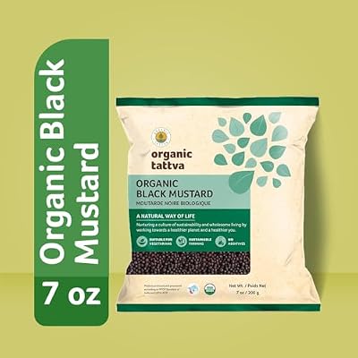 Organic Tattva Black Mustard Seed (7 oz/200 gm) - Organic Mustard Seeds for Cooking & Seasoning - Whole Spices with Natural Oils, Aroma & Flavor - Additives & Chemical Free - USDA Certified