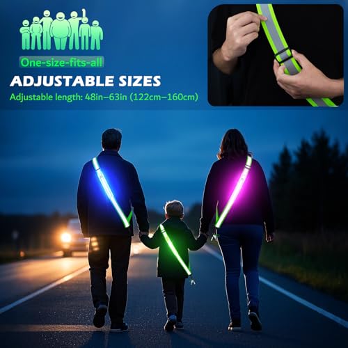 Hoeraonr Lauflicht Joggen mit Reflektoren Gürtel,LED Lauflampe Hochsichtbare Verstellbar Nacht Sicherheitslicht Laufgürtel für Joggen Laufen Running Fahrradfahren Hundewandern Outdoor Sports