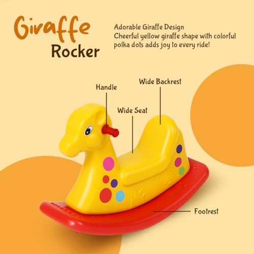 Image of PLAYGRO Giraffe Ride-On Toy | Rider for Toddlers with Safety Backrest for Kids | Smooth Rounded Edges | Age Group 1+ Year | Multicolor