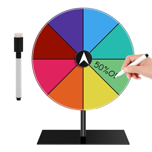 Kunaxku Glücksrad zum Drehen 30 cm Glücksrad Zum Selbstgestalten mit Trocken Abwischbarem Marker und Radiergummi für Partys Pubs Messen und Karneval