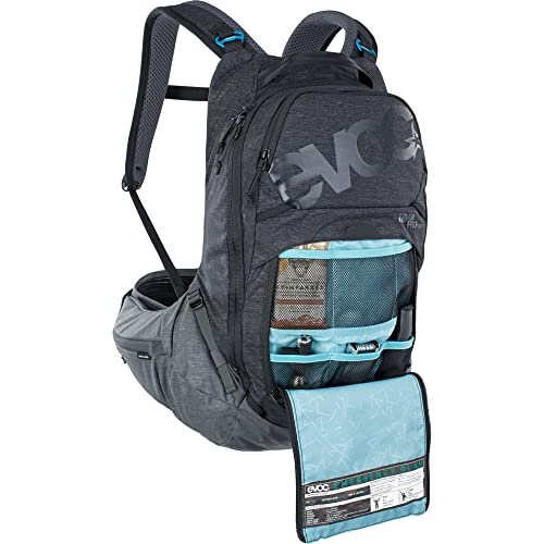 Foto von EVOC TRAIL PRO 16l Protektor Rucksack für Tagestouren & Trailriding, Fahrradrucksack (Backpack mit LITESHIELD PLUS Rückenprotektor, 3l Trinkblasenfach, Größe: S/M), Schwarz/Carbon Grau
