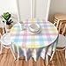 GOLIANDA Easter Plaid Round Tablecloth 70 Inch Colorful Pink Yellow Blue Buffalo Plaid Table Cloth Polyester Fabric Spring Decorations Holiday Round Table Cover for Home Party Kitchen Picnic Decor