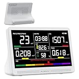 bonoch 16 in 1 Luftqualität Messgerät Luftmessgerät 9 AQI + 7 AQI Warnungen Air Quality Monitor für CO2, TVOC, PM2,5, PM1,0, PM10, HCHO, Temperatur Feuchtigkeit AQI & Uhrzeit Luftqualitätsmonitor