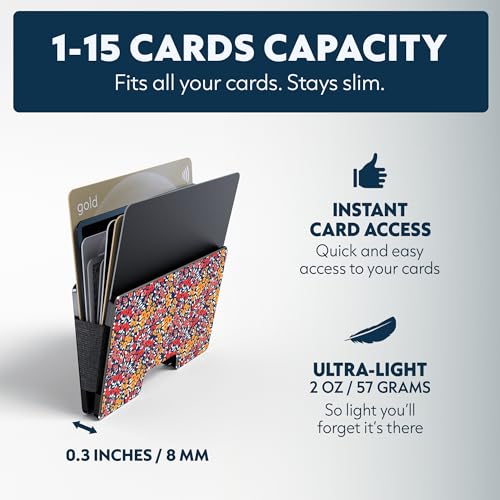 Image of Slim RFID Blocking Card Holder & Money Clip - Aluminum Wallet for Men & Women - Front Pocket Metal Minimalist Wallet Holds 15 Cards - Credit Card Holder - Durable, Lightweight, Unique Engraved Design