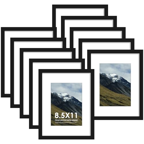 Fisnish 8.5x11 Picture Frame Sef of 10, Display Pictures 6x8