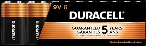 Duracell Coppertop 9V Battery, 6 Count (Pack of 1), 9 Volt with Long-Lasting Power, All-Purpose Alkaline 9V Battery for Household and Office Devices