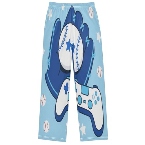 Boy's Pants Baseball and Game Jogger Pants Elastic Waist Long Bottoms Trousers with Pockets 6-14 Years