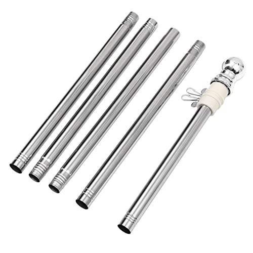 CIMAXIC Asta De Bandera De Acero Inoxidable 6 Pies Kit De Mástil Ajustable Ideal para Interior y Exterior