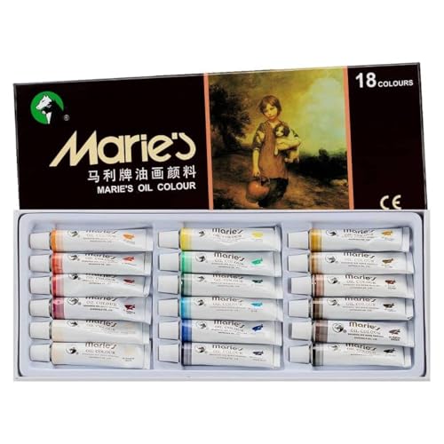 Marie's Extra-Fine Artists' Oil Paint Set, Highly Concentrated Colors - Oil Based Paint Set of 18, 12ml Tubes Vibrant Colors Paint Assortment