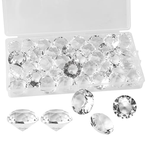 BigKego 30 unidades de cristal transparente de 20 mm para decoración, diamantes de cristal, transparentes, para decoración de mesa, decoración de boda, decoración