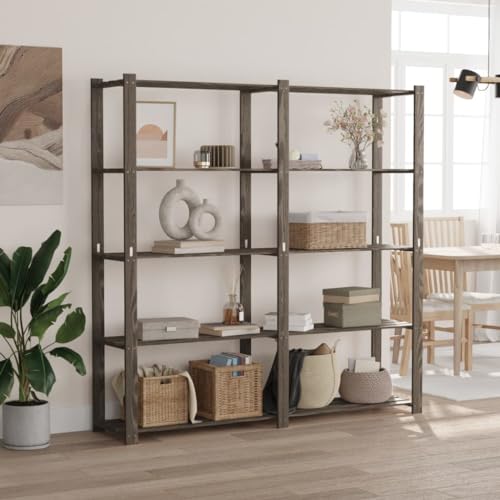 Générique Support de Rangement à 5 Niveaux Gris 170x38x170 cm Bois de pin,Entreprise & Industrie,Stockage Industriel,Étagères industrielles,Gris,22 KG,373384