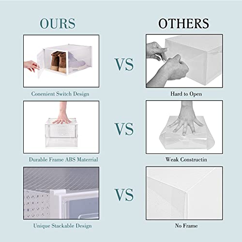 Waytrim Shoe Boxes, Clear Plastic Shoe Boxes With Lids Stackable Shoe Storage For Boots Shoe Organizer For Closet Shoe Container Fit To Women Size 13 #TOP6