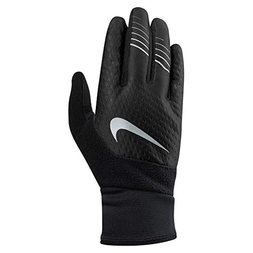 Nike Men's Therma fit Elite Run Gloves 2.0,Med(Black/Silver)