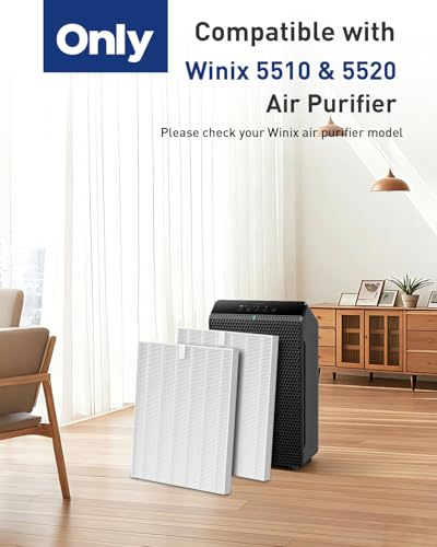 Image of 5510 5520 Replacement Filter Q Compatible with Winix 5510 5520 PlasmaWave Air Puri-fiers, Include 4 HEPA Filters, #1712-0123-00