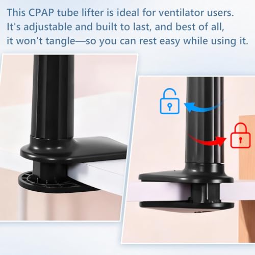 CPAP Schlauchhalter, 360° Drehung Regulieren CPAP Schlauchheber und Schlauchunterstützung Aufhänger zur Verhinderung von CPAP Schlauch Leckage & Verwicklung,CPAP Schlafapnoe Gerät Zubehör (Schwarz)