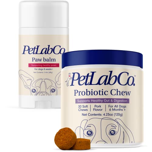 Petlab Co – Paw & Probiotic Bundle: Dog Paw Balm To Support Dry, Cracked Paws 2.4 Ounces & Dog Probiotics For Gut Health, Seasonal Allergies, Skin & Ear Yeast 30 Count #TOP17
