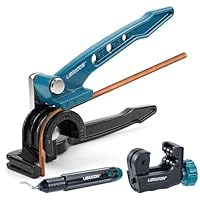 LIBRATON Rohrbieger, Manueller rohrbiegegerät, rohrbiegewerkzeug, 3-in-1 Biegezange, 180-Grad rohrbiegemaschine + Rohrschneider + Entgrater, für Rohre aus Kupfer, Aluminium und weichem Metall