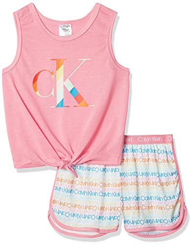 Calvin Klein Girls' 2-Piece Cute Tank Top and Cozy Bottom Short Pajama Set