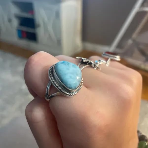 Beautiful Blue Copper Turquoise Ring, 925 Sterling Silver Ring, Handmade Ring, Band Ring, Boho Ring,Women Jewelry, Gift For Her
