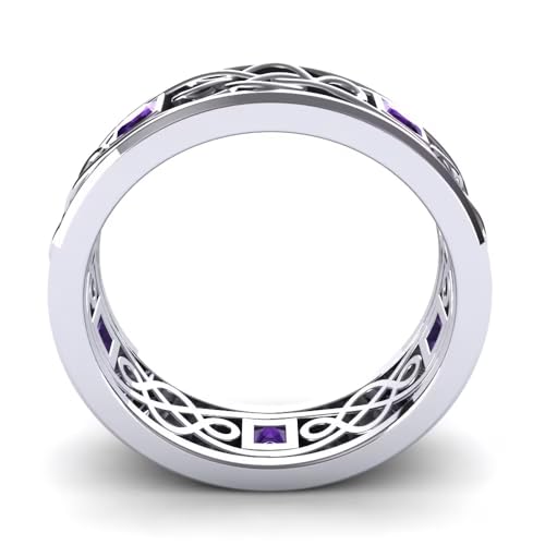 Celtic Knot Ring for Men Women 925 Sterling Silver/10K/14K/18K Solid Gold Personalized Emerald/Garnet/Sapphire/Moissanite Ring3