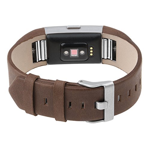 VOMA Compatível com pulseiras Fitbit Charge 2, pulseiras de substituição de couro genuíno para Fitbi