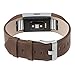 VOMA Compatible for Fitbit Charge 2 Bands, Genuine Leather Replacement Wristbands Bands for Fitbit Charge 2 HR Women Men Chocolate Brown