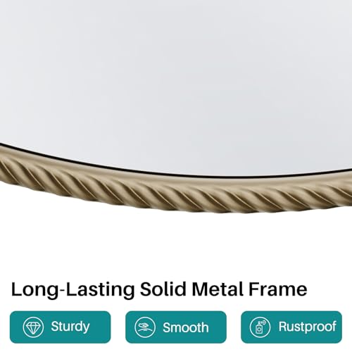 Image of Round Bronze Bow Mirror, 30 inchx28 inch Vintage Mirror with Metal Frame