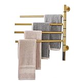 EWDPHW Electric Heated Towel Rack Gold for Bathroom, Rotatable Towel Rack with Timer, 80W Wall Mount