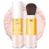Protetor solar mineral em pó, protetor solar FPS 35 para rosto e couro cabeludo, leve, respirável, controle de óleo, acabamento fosco natural (#04 Pink Complexion)