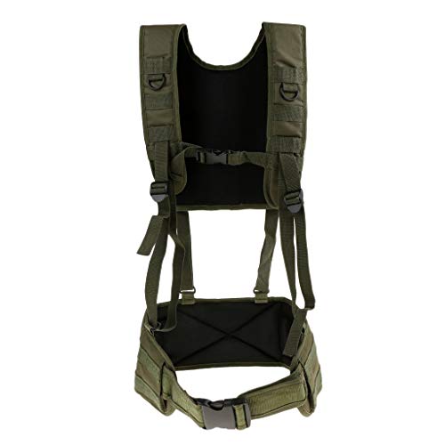 Inzopo Molle Kampfweste mit Kampfgürtel Jagdgeschirr Plate Carrier Chest Rig Armeegrün