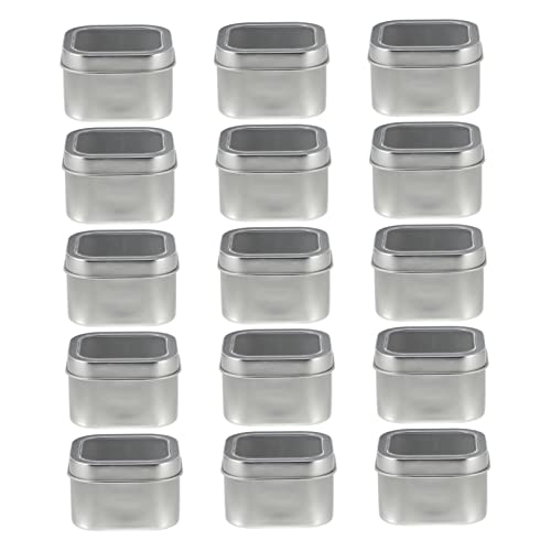Angoily 15pcs Square Metal Tins with Lids Storage Containers for Candle Making and DIY Crafts Tinplate and Material for Aromatherapy and Ointments