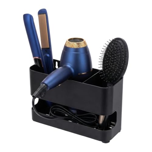Image of MyGift Wall Mount Salon Hair Tool Organizer with 3 Slots, Black Metal