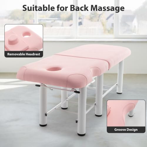 Professional Massage Table Bed Portable, Lash Bed, Backrest Adjustable, Removable Headrest, Foldable Salon Tattoo Bed,Bottom Shelf Storage, Memory Foam Layer Massage Tables (Pink New)