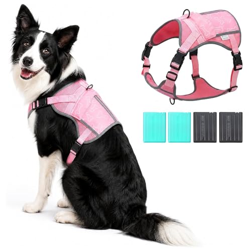 Dog Cooling Vest Harness 4 PCM Ice Packs Up to 3+ Hours