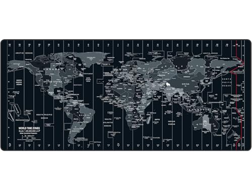 Anpollo Gaming Mouse Pad (900x400x3mm) Extended Mouse Mat Large Non-Slip Desk Pad with Precision Locked Edges Comfortable Keyboard Mat Suitable for Office Gamer Home - Black World Map - Image 2