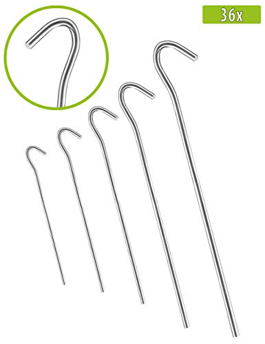 Balinco Piquets de tente anti-rouille Ø 4 mm, longueur 230 mm  Profil rond  Sardines | Piquets | Ancrage au sol en acier galvanisé pour fixation et fixation de tente en camping