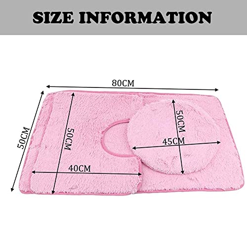 AYGCI Badezimmerteppich Set mit 3 Badematten Badset Badezimmerteppiche Weiche Anti-Rutsch Weiche Matten U-Form Contour Toilettenteppich Badematte und WC-Deckelbezug Rosa – Bild 4