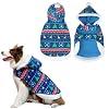EXPAWLORER Christmas Dog Sweater- Warm Fleece Dog Christmas Coat, Cute Xmas Hooded Dog Santa Claus Outfit, Holiday Dog Costume, Cold Weather Clothes for Small Medium Large Dogs(Navy,L)