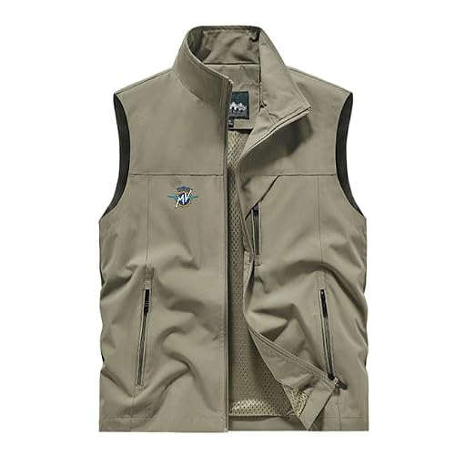 SNHVXLFW Gilet de pêche pour homme avec plusieurs poches - Veste de travail pour MV-Agus.ta - Veste légère sans manches pour la randonnée en plein air, Kakhi, M