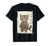 Samurai Kitten Japanese Anime Funny Cat Gifts Men Women Kid T-Shirt